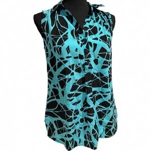 Elegant Teal and Black Women's Blouse